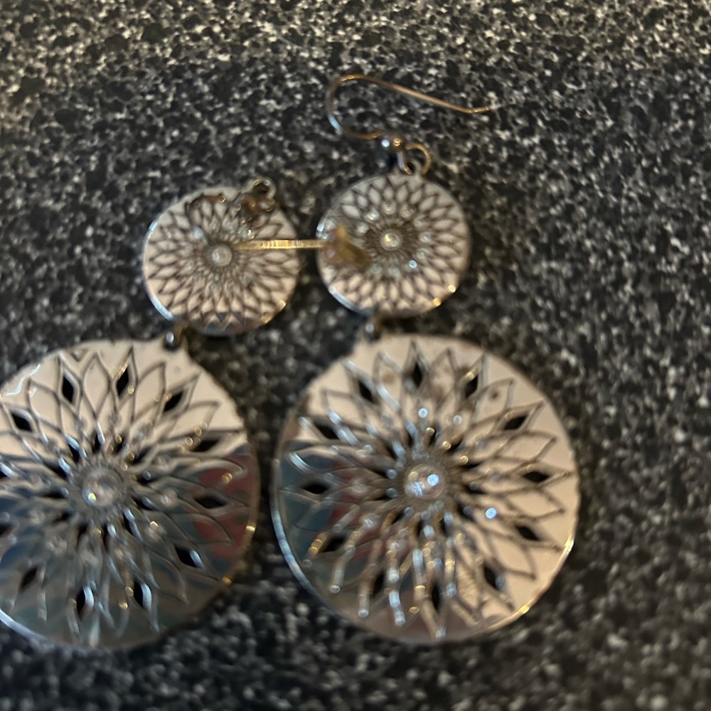 Brighton silver medallion earrings